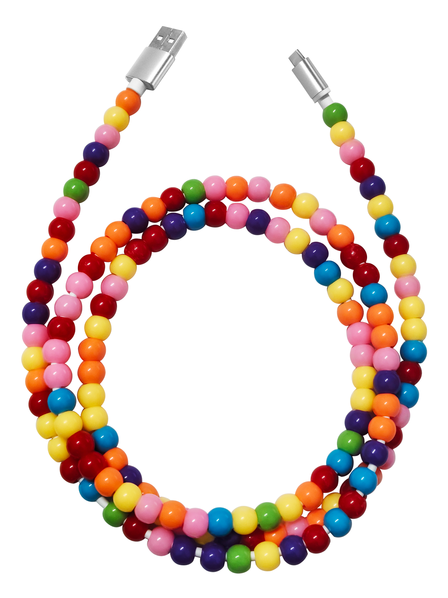 Lax - Beaded USB-A to USB-C Cable 4ft – Gold & Rainbow: Gold
