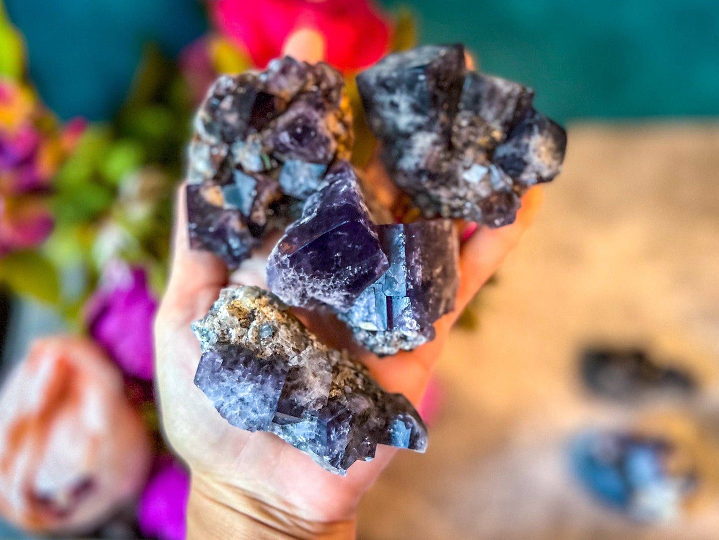 Rare Purple Rain Pocket Fluorite Clusters, Lady Annanella Mine, CLOSED Mine!, Daylight Fluorescent: 125-149 grams