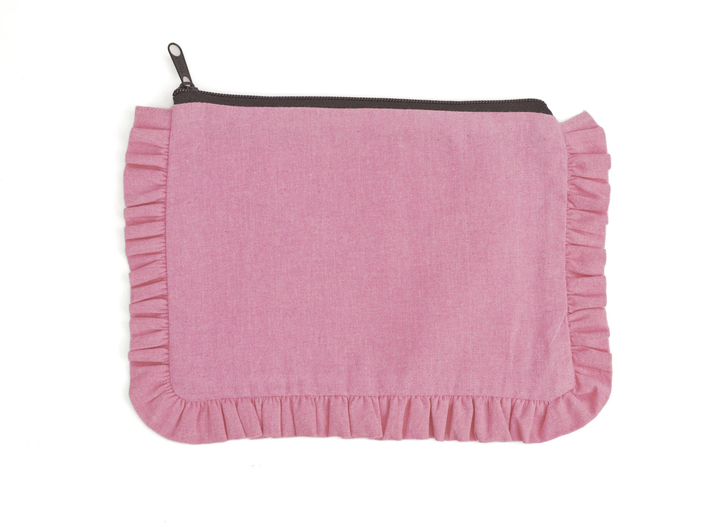 Canvas Ruffle Pouches | Canvas Travel Pouches | Zipper Pouch: Green