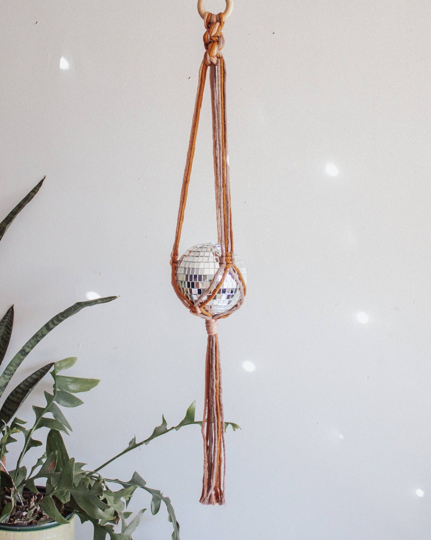Chunky Twist Macrame Disco Ball Hanger - 4 INCH: Chartreuse