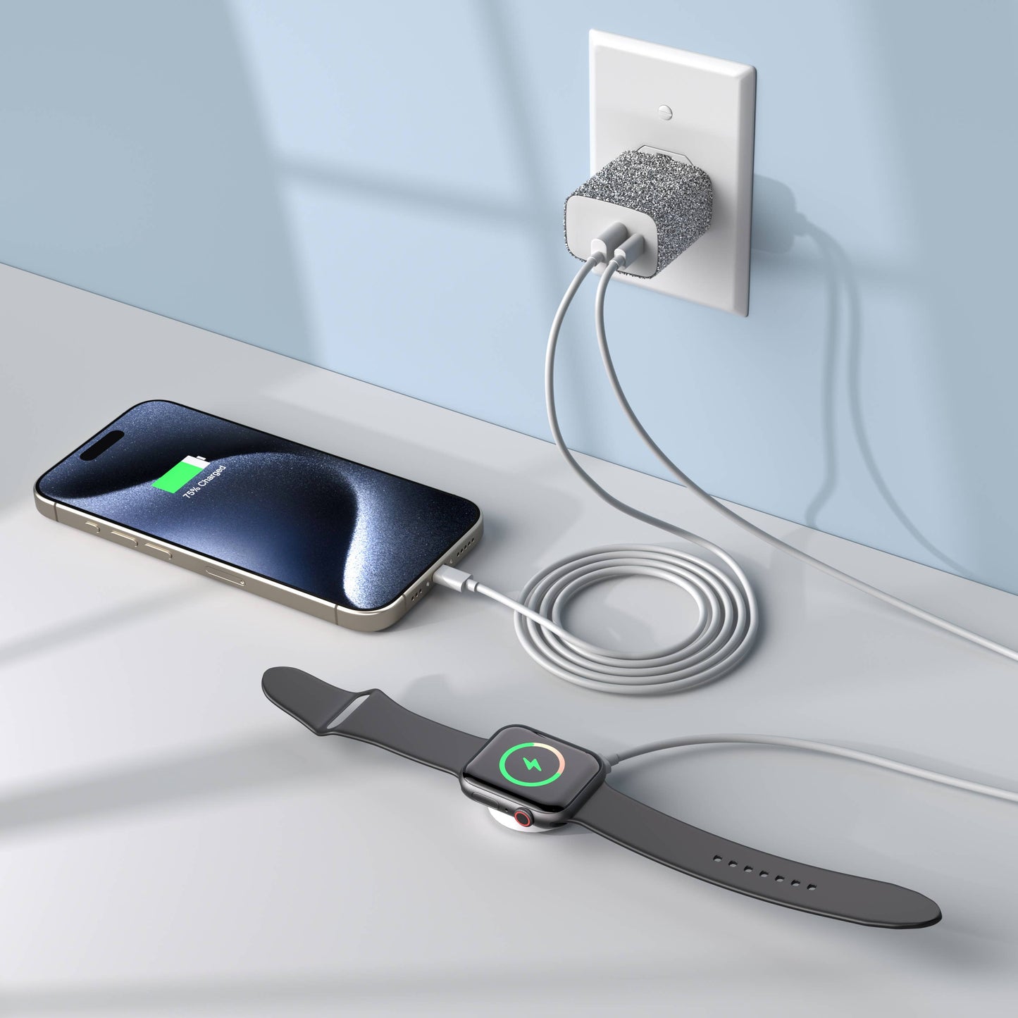 Charge 2-Port USB Wall Chargers for Android &IP- Retail Pack: Bedazzled Confetti