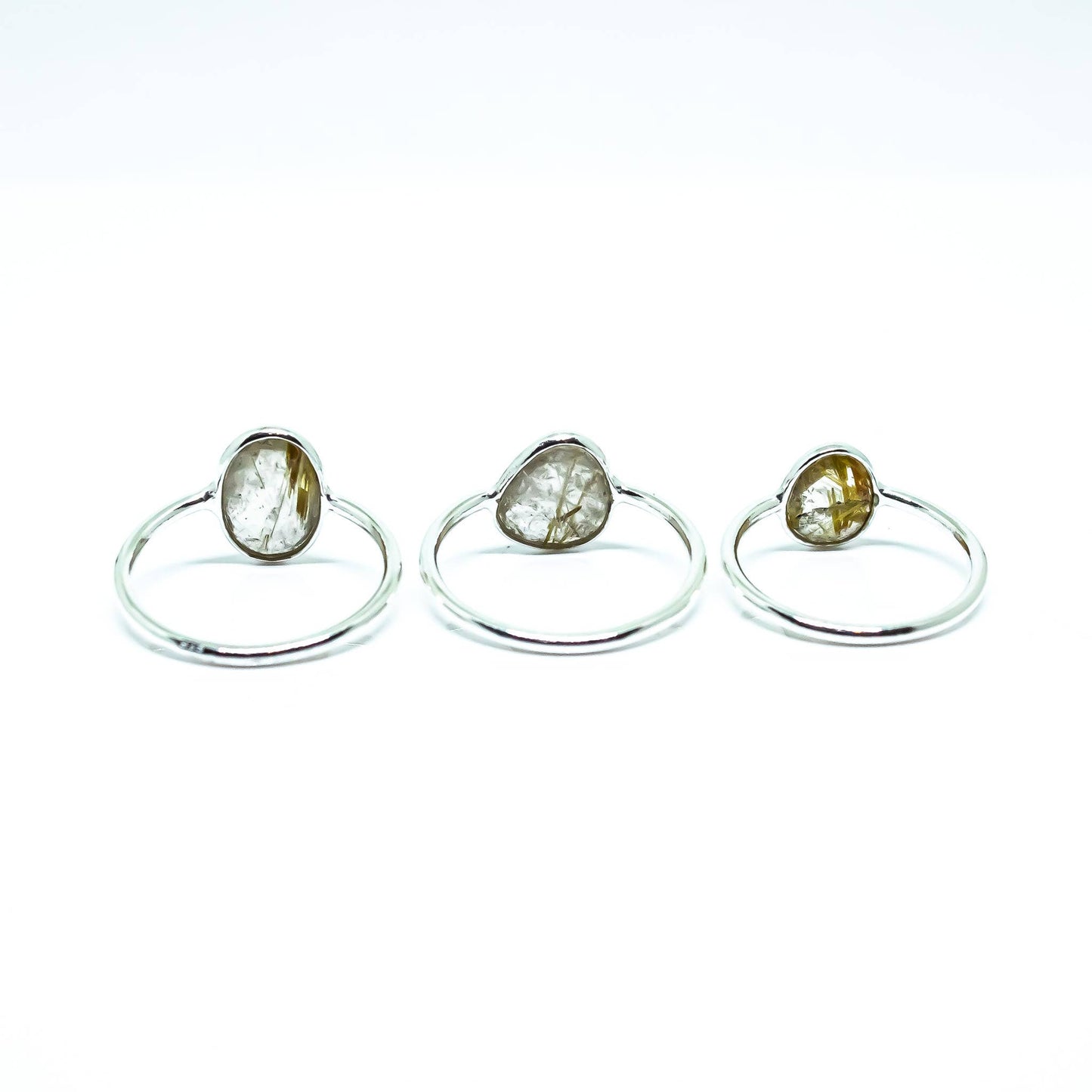 Golden Rutile Abstract Ring Sterling Silver 925 : 7