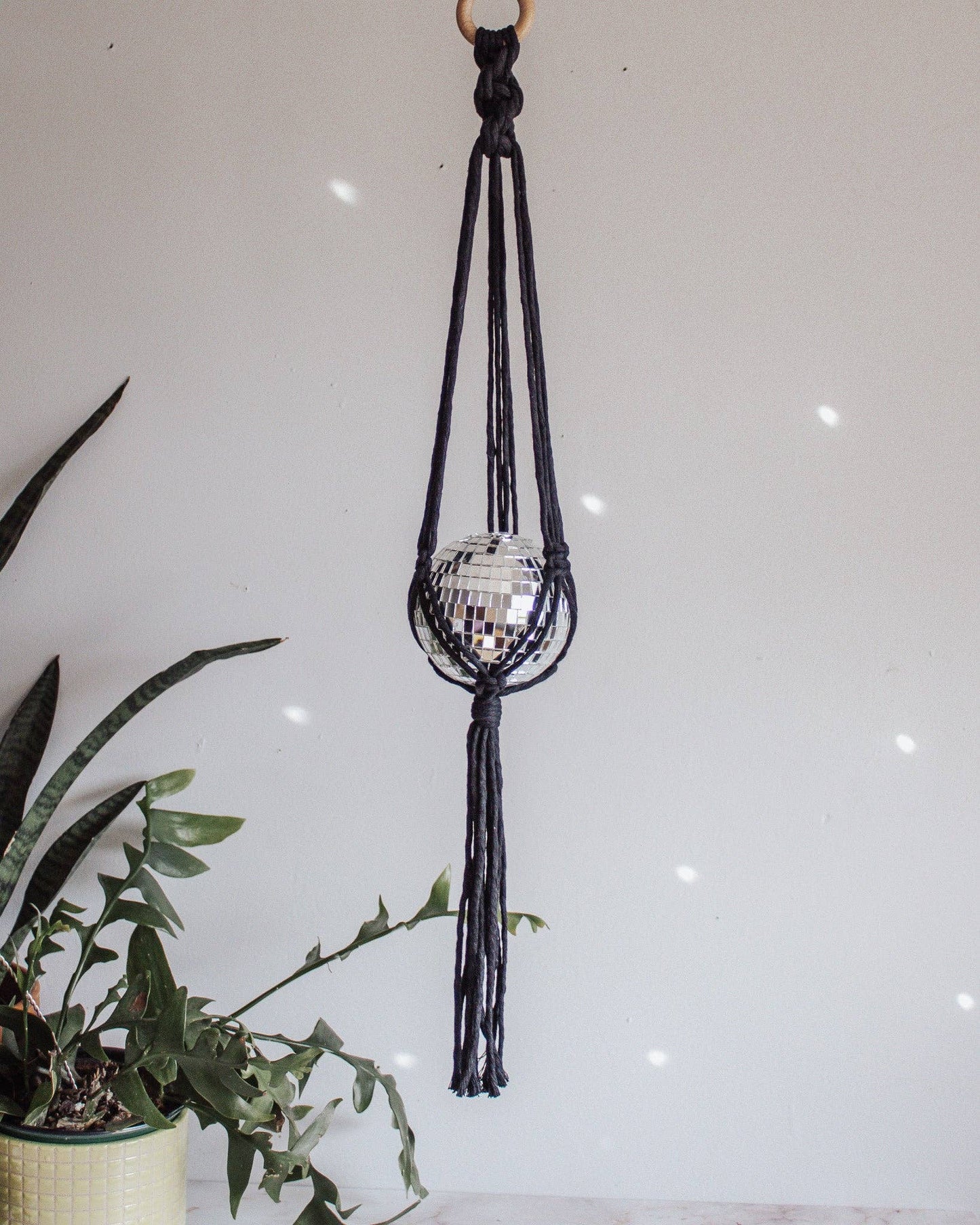Chunky Twist Macrame Disco Ball Hanger - 4 INCH: Multi - Primrose/Lilac/Cactus