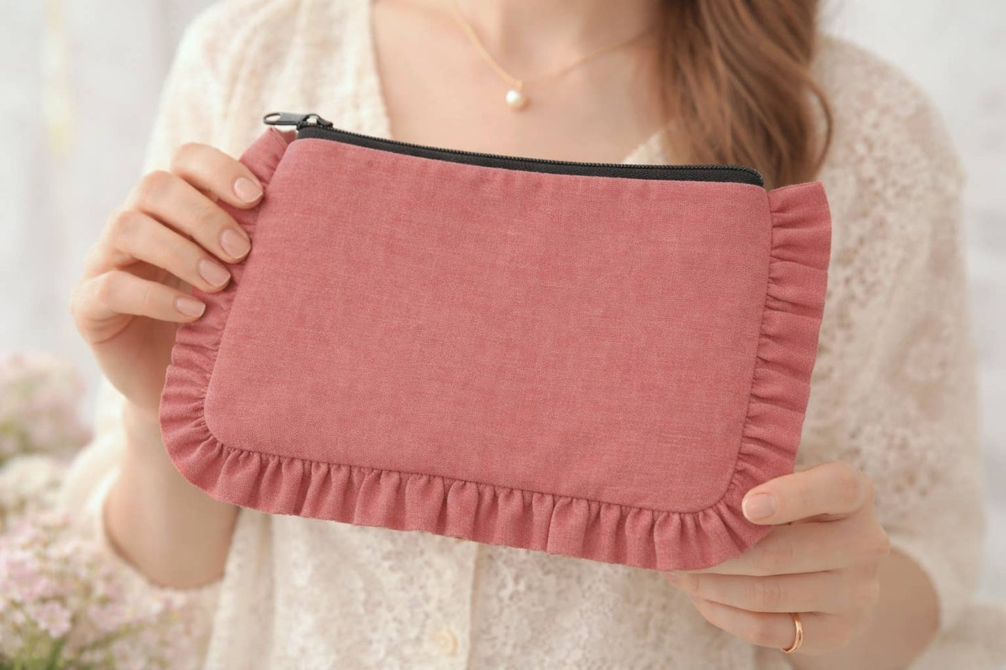 Canvas Ruffle Pouches | Canvas Travel Pouches | Zipper Pouch: Parrot