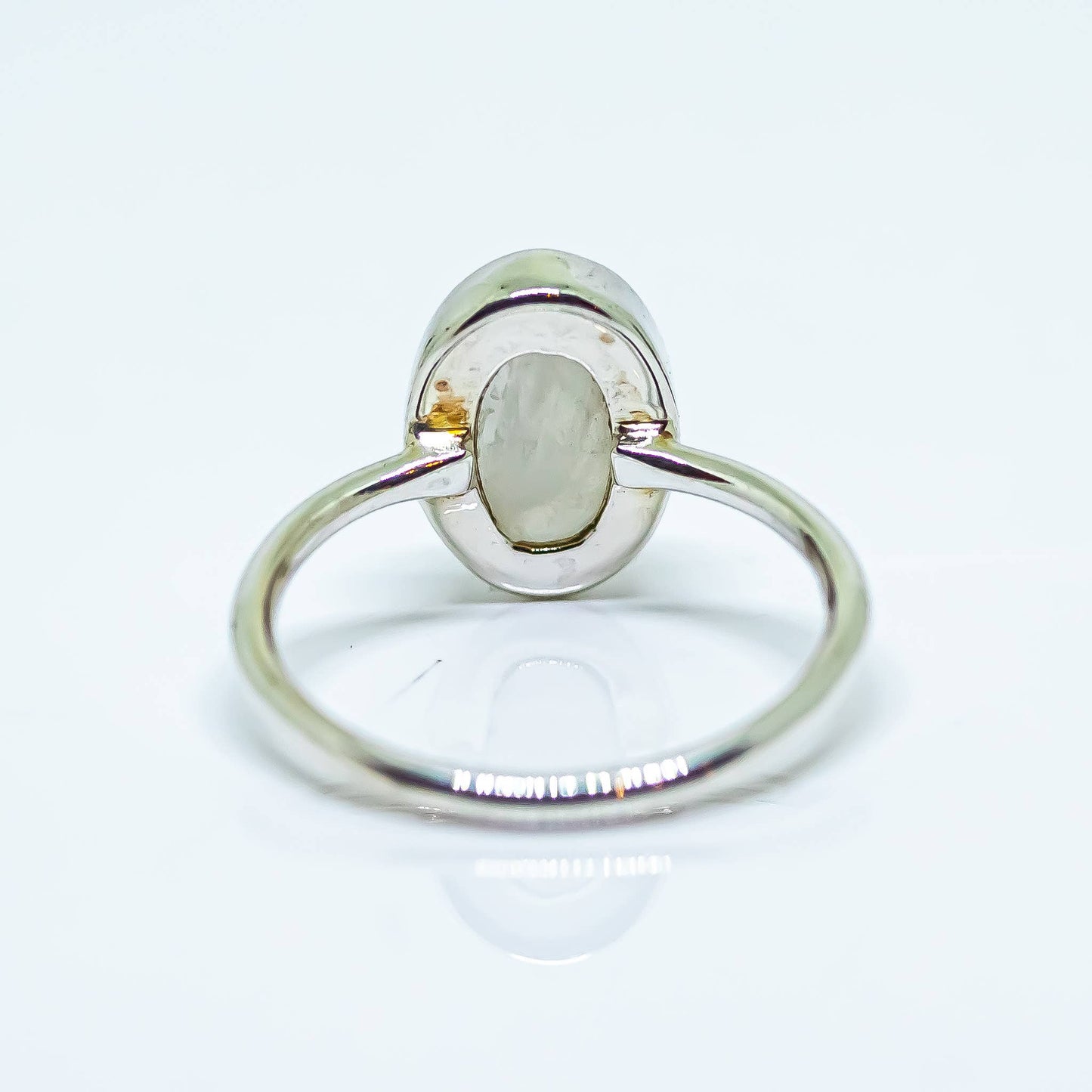 Rainbow Moonstone Sterling Silver Ring Oval: 7