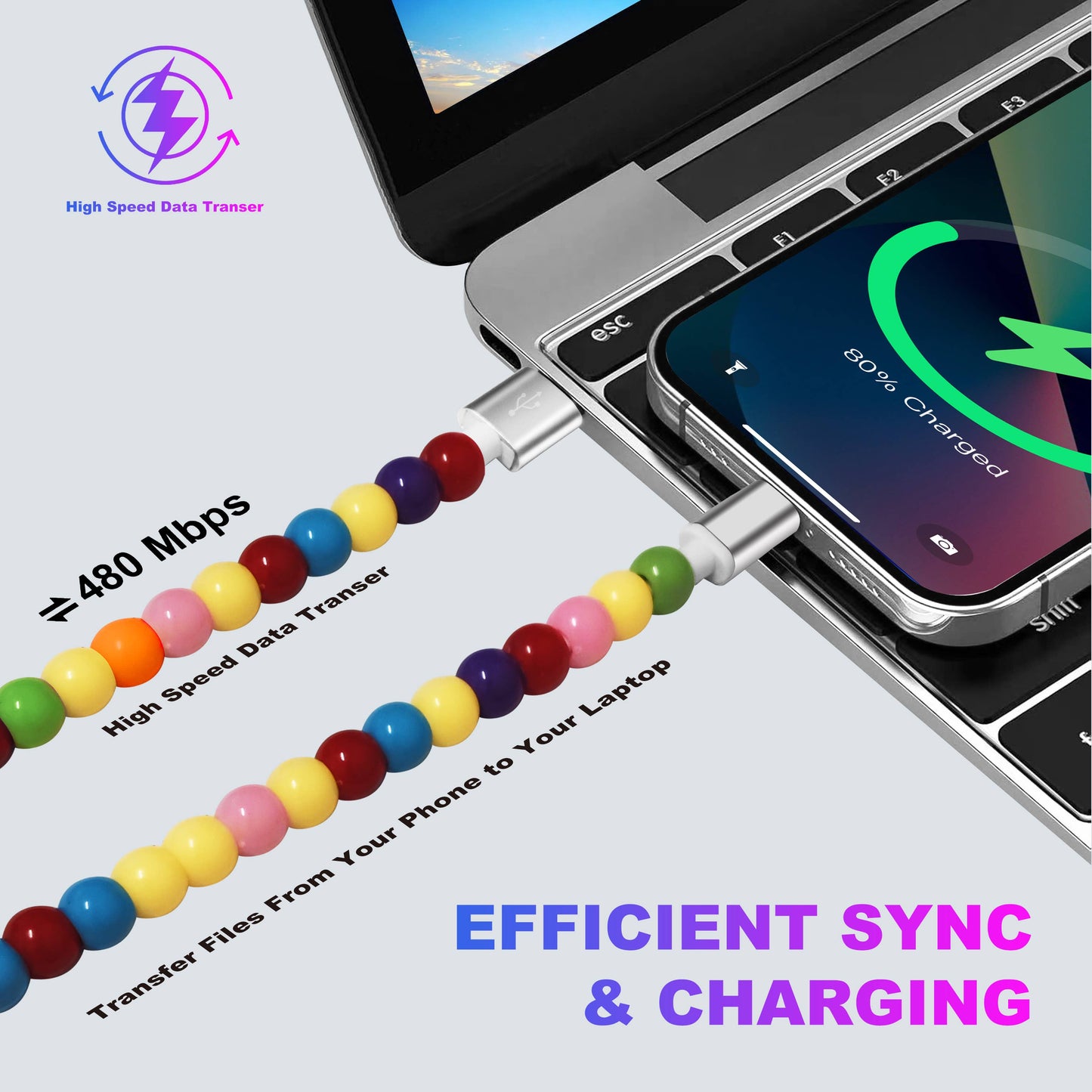 Tech Mod Beads Iphone Cable – Style Meets Function-Retail: Pastel Beads