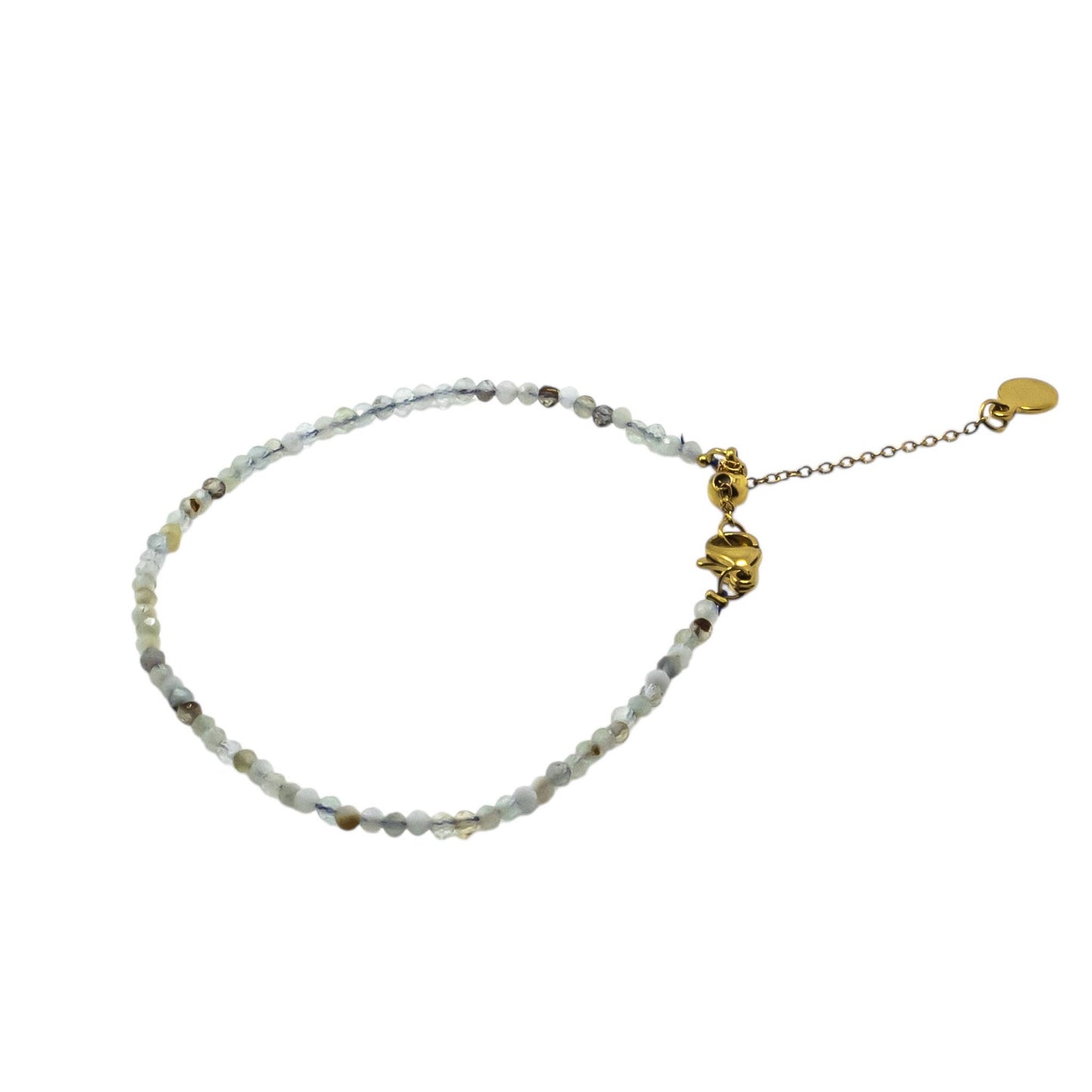 Aquamarine Gemstone Bracelet 2mm Faceted Gemstone Gold